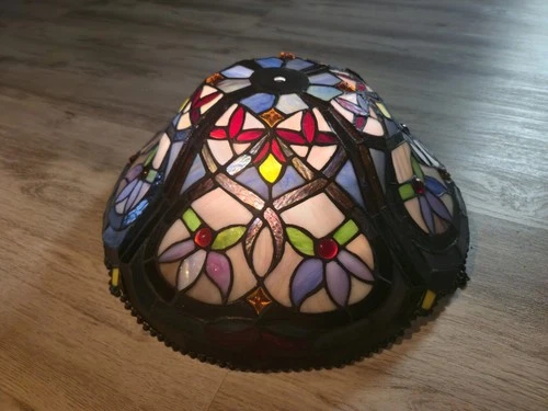 Vintage Tiffany style Stained Glass 16"×7" Chandelier Lamp Shade
