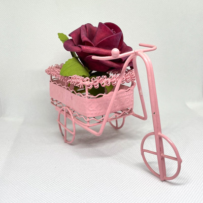 Pink Metal Tricycle Flower Basket Wedding Table Centerpiece Decorative Bike Gift