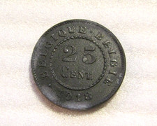 Belgium 1918 25 Centimes Zinc Au Coin