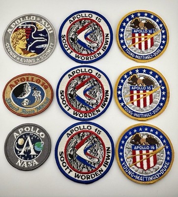 Vintage Apollo Mission Patches 14 15 16 17 Young Irwin Scott Shepard Mitchell