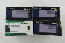 Lot Of 4 Lexmark 801Y Yellow Toner Cartridge 80C10Y0 Genuine OEM CX310 CX510