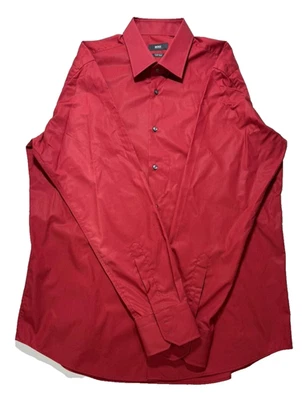 Hugo Boss Herren Hemd Rot Regular Fit Bügelleicht Größe 43 Langarm - Bild 1 von 4