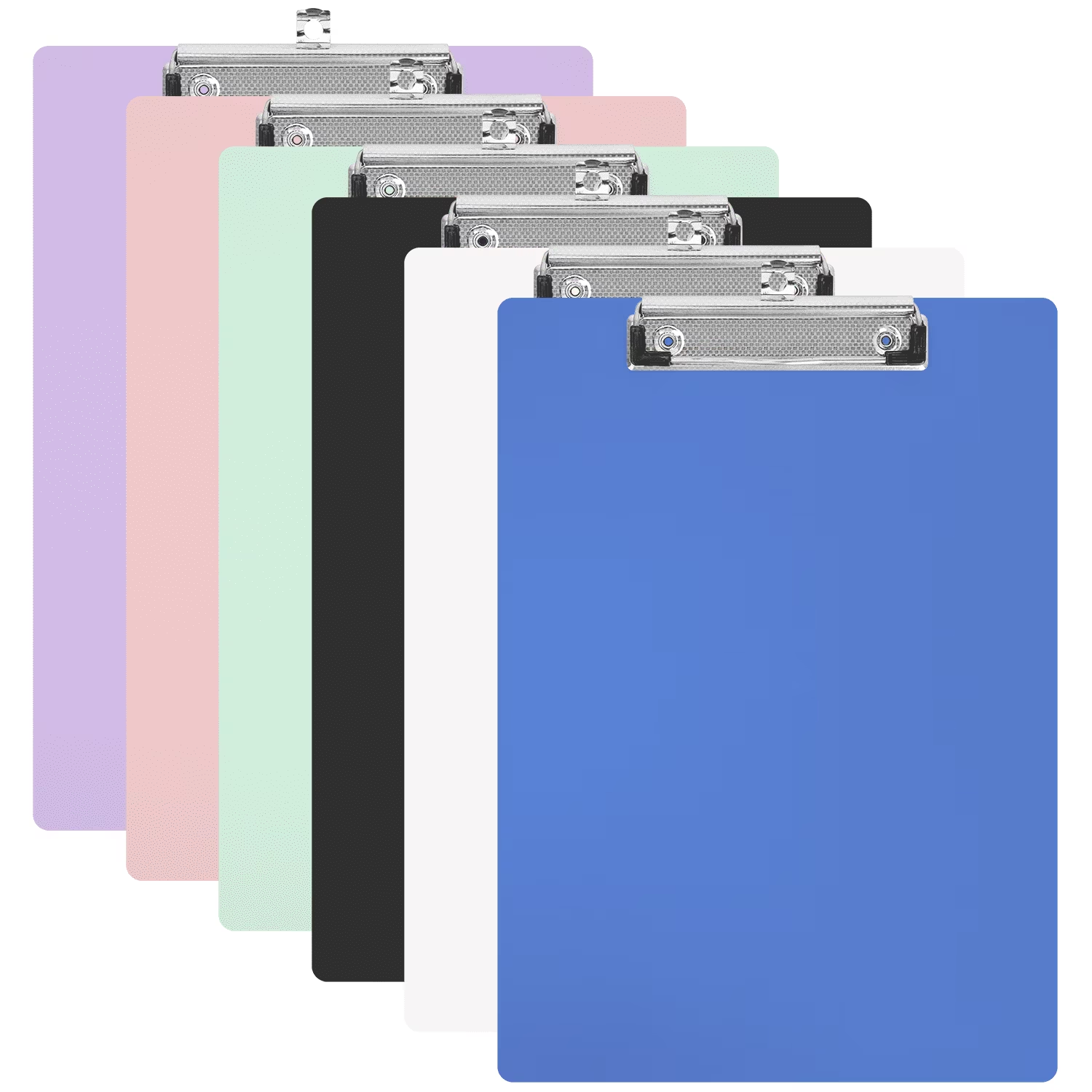 Plastic Clipboards Set of 6 | Heavy Duty 12.5x9 Multi Color Jumbo Clip