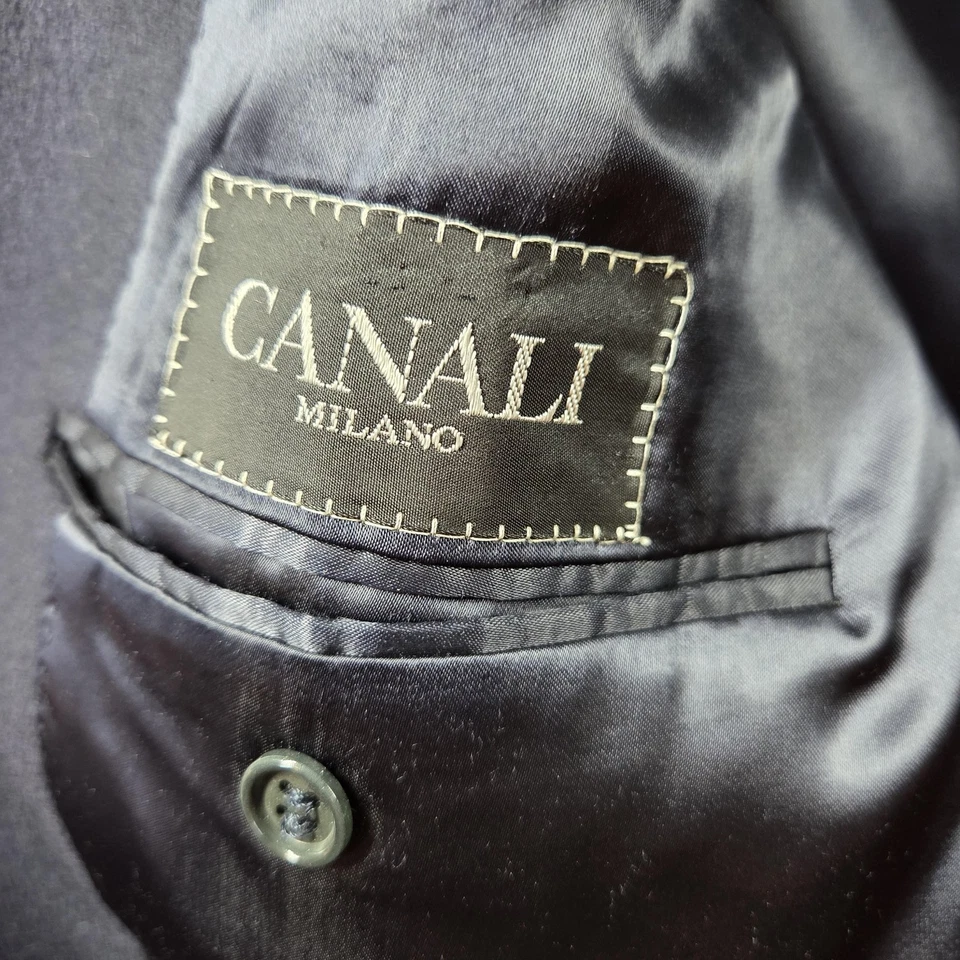 Abrigo Canali Para Hombre 48 Azul Marino Doble Pecho Vestido Largo Abrigo A Medida Italiano Foto 2 de 4