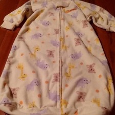 Carter's 0-9 Months Yellow Fleece Sleep Sack with giraffes elephants teddy bears