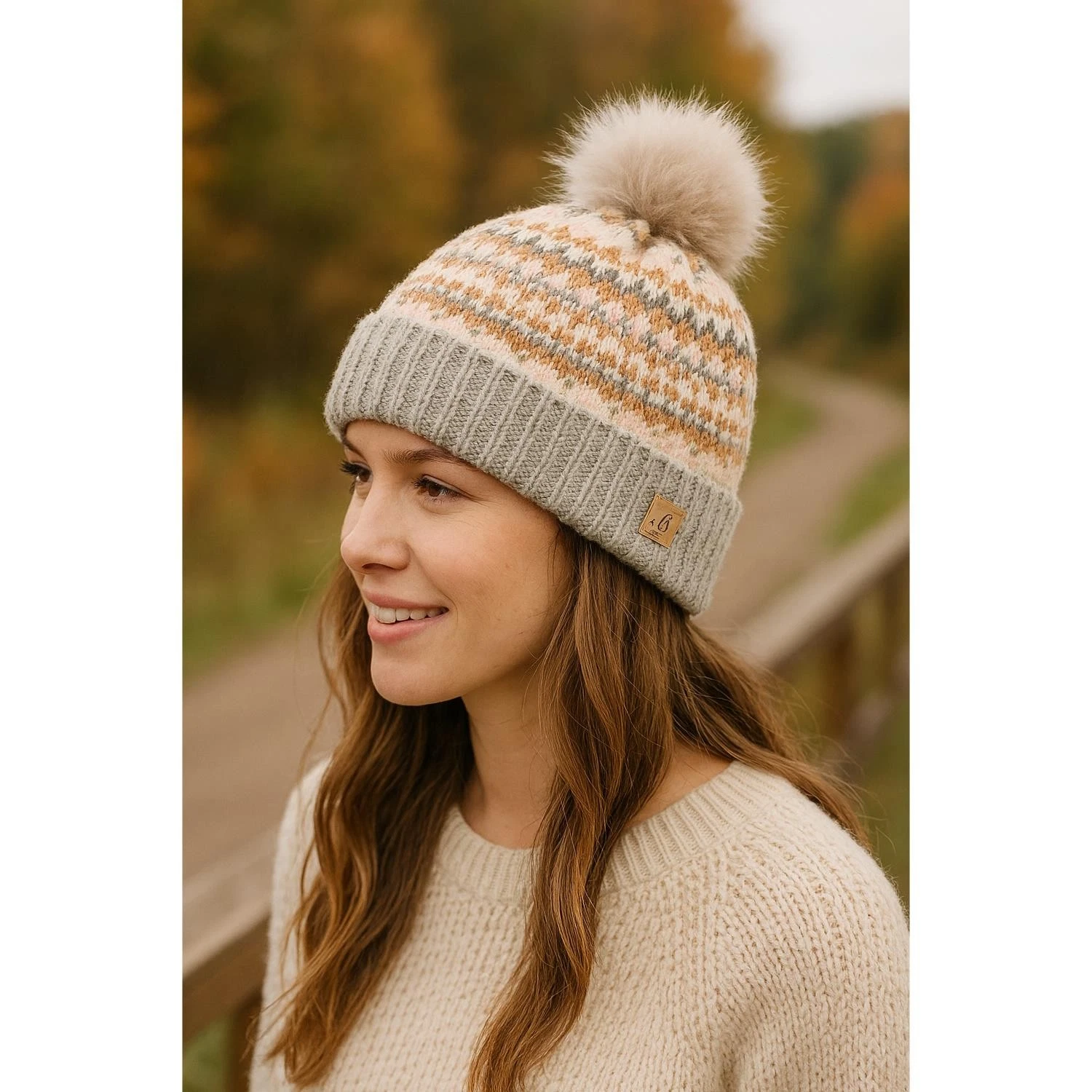 Womens Waterproof Beanie Hat Bobble Nordic Windproof Thermal Headwear Fleece