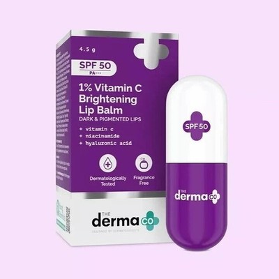 The Derma Co 1% Vitamin C Brightening Lip Balm or Dark, Pigmented, Dry Lips 4GM