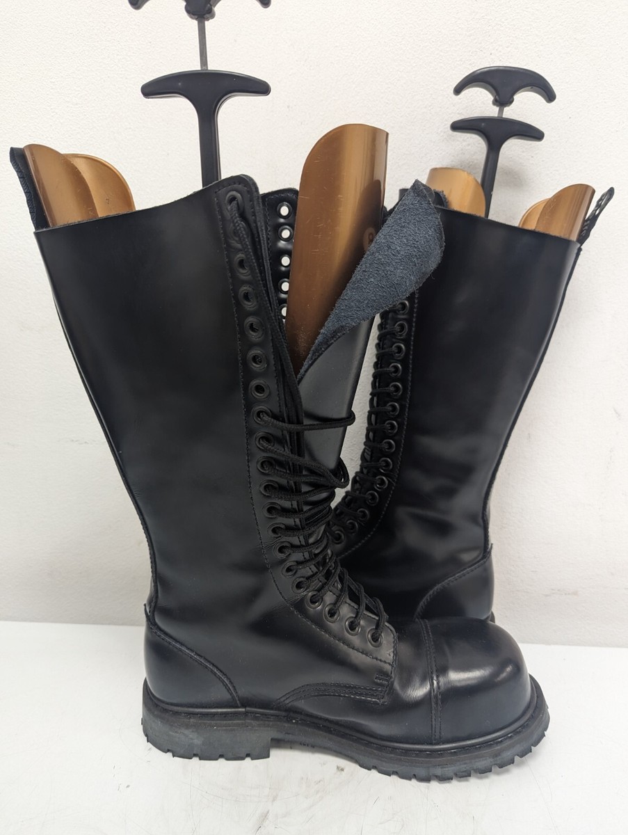 KNIGHTSBRIDGE LONDON GOTHIC STYLE STEEL TOE CAP BLACK BOOTS