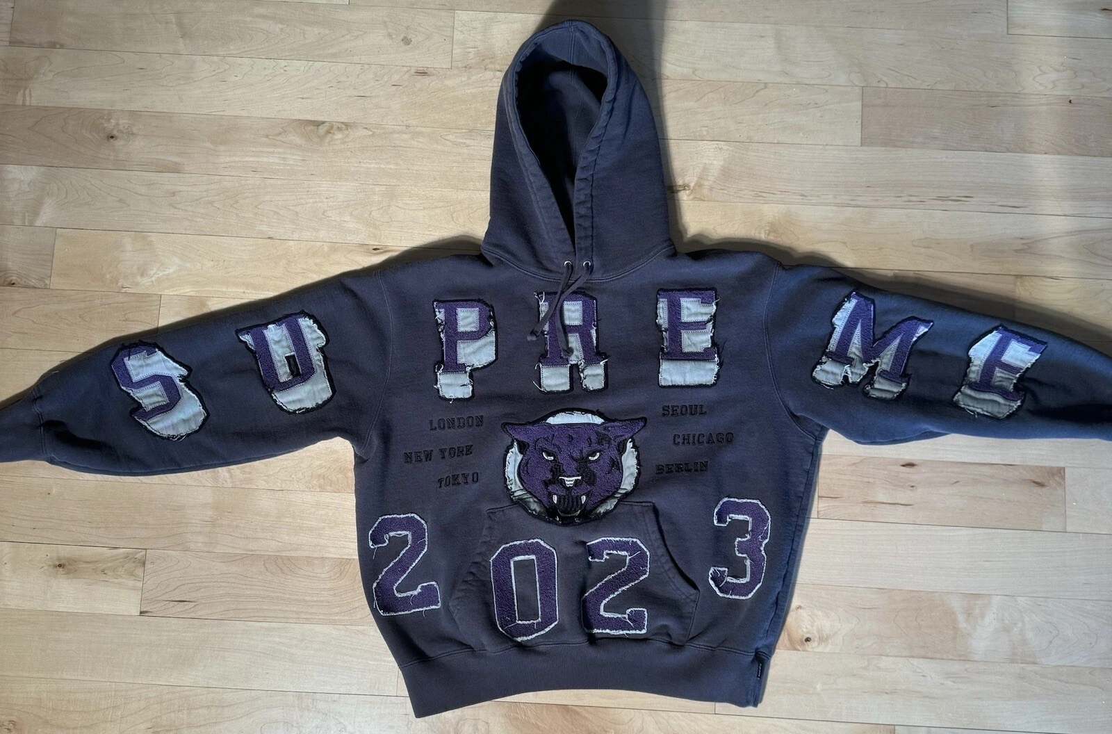 Sweat shirt à capuche panthère lavée Supreme taille S