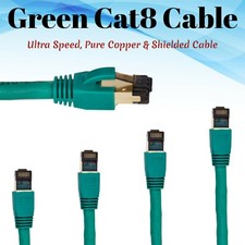CAT8 Ethernet Cable Green Copper RJ45 Network Lan Patch Cord SFTP 26AWG Lot