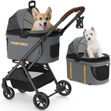 Pet Stroller 4 in 1, Dog Strollers for Small/Medium Dogs with Detachable Carrier