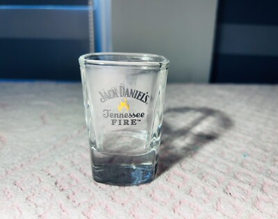 Jack Daniels Tennessee Fire Gold Letters Whiskey Logo Shot Glass Embossed Bottom
