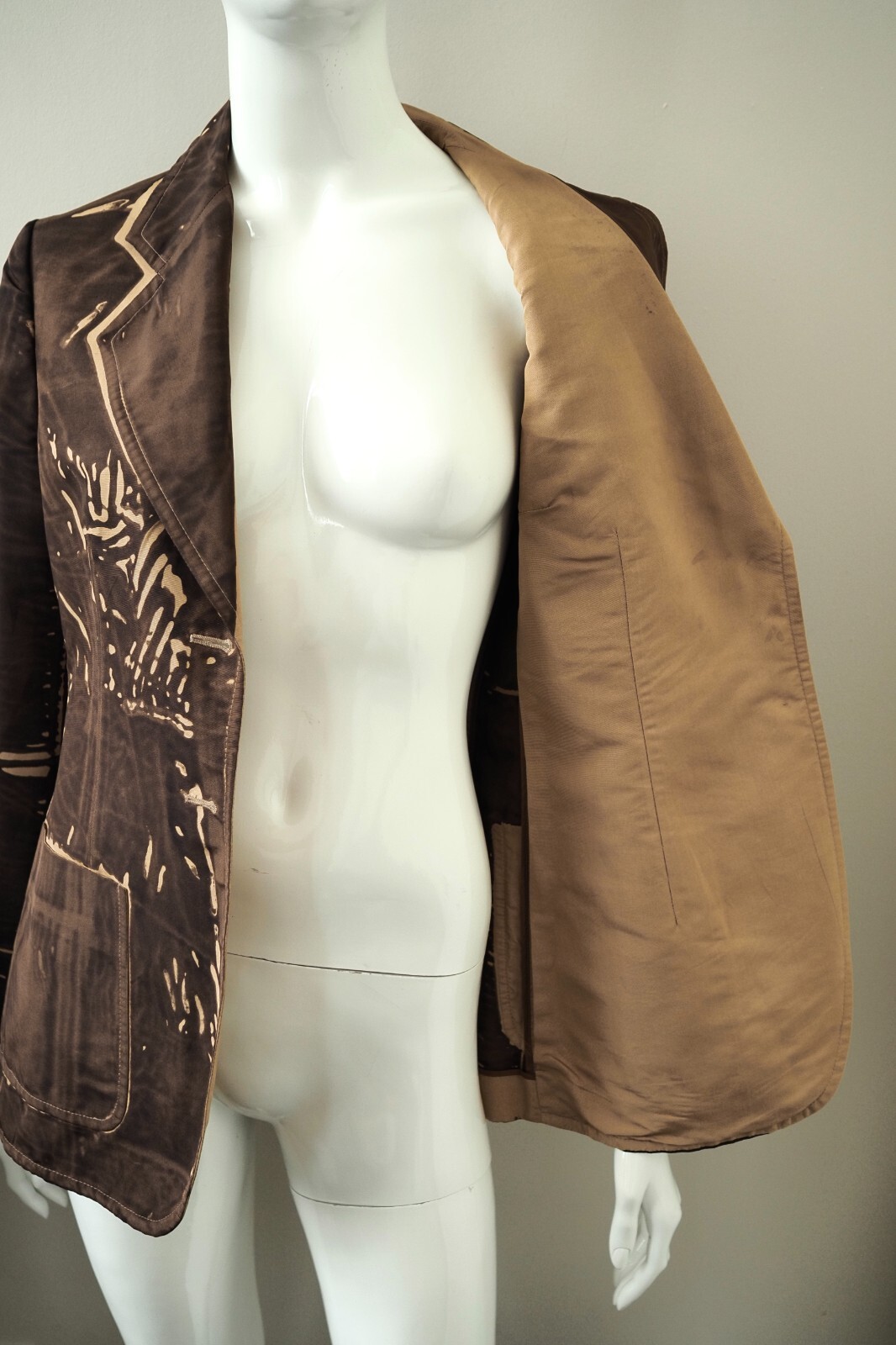 PRADA vintage acid bleached brown silk blazer jacket rare IT42 UK10 image 10