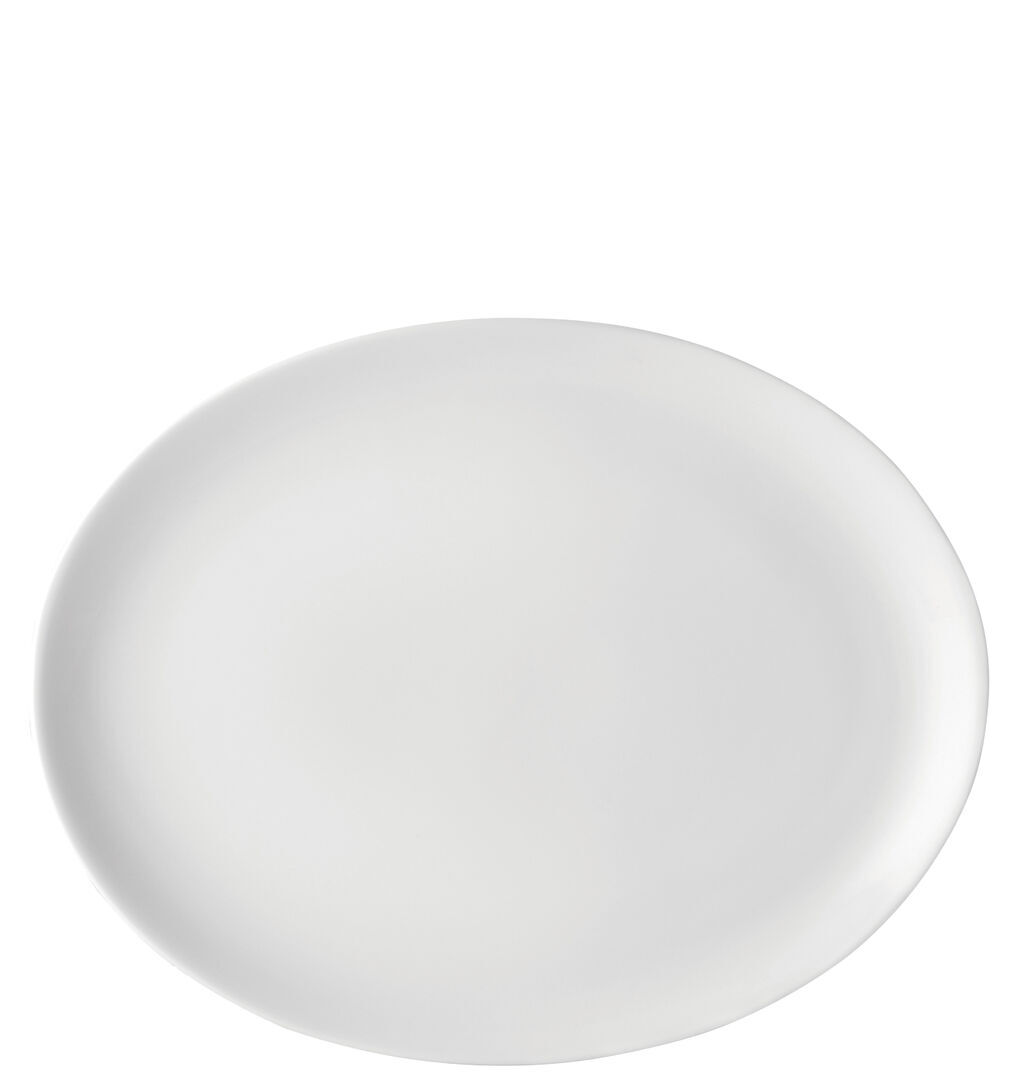 Pure White Vitrified Porcelain Oval Plate Serving Set 12"" (30Cm) Pack Of 18