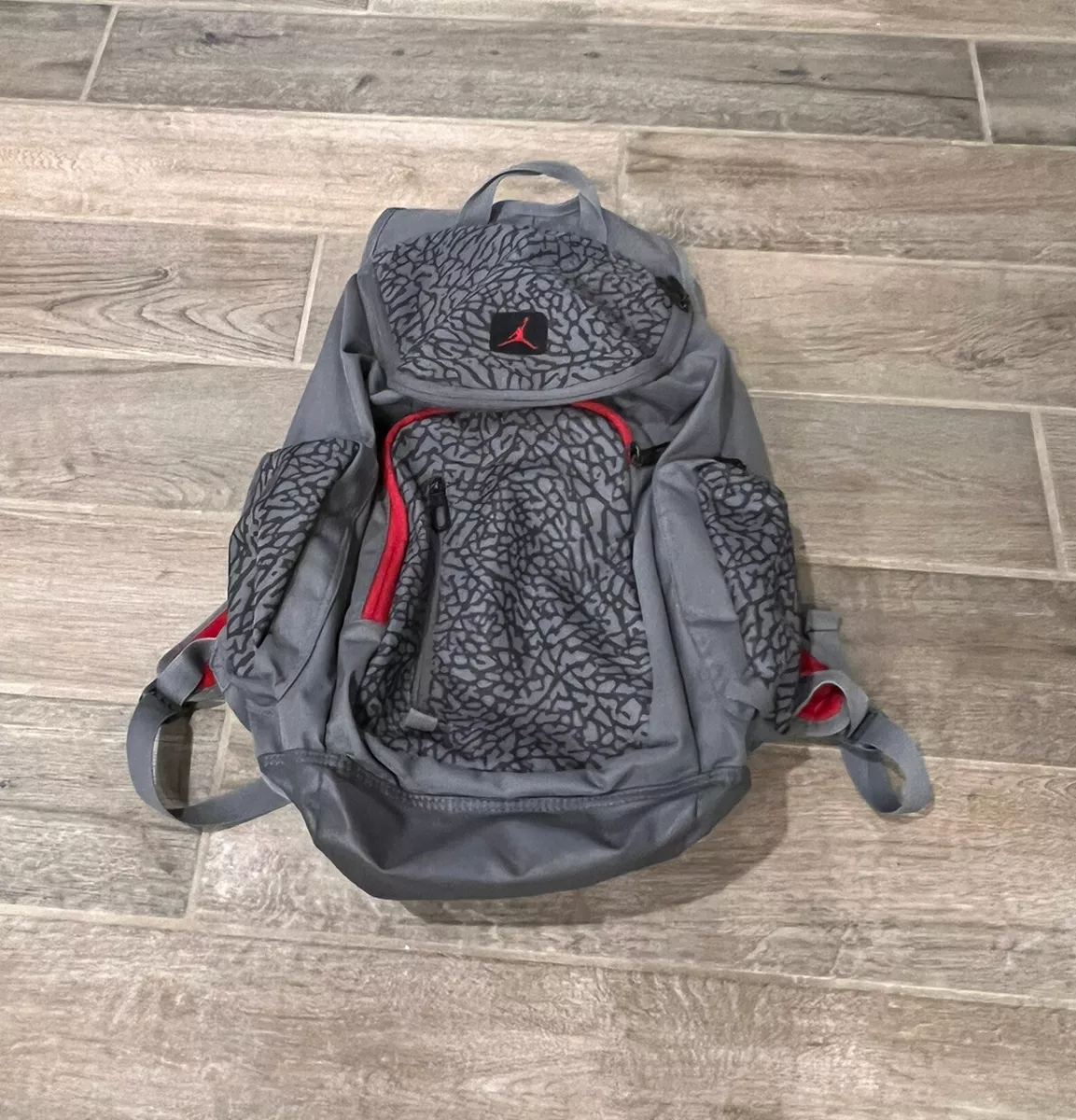 Jordan Jumpman 23 Red Cement Elephant Print Backpack With Free Shipping