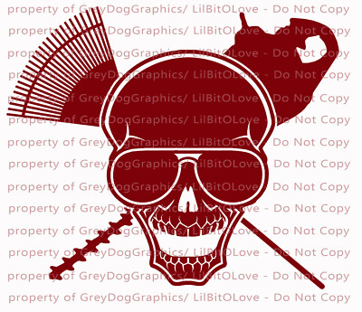 Landscaping Skull Rake Hedger Landscaper Lawn Maintenance Vinyl Decal Landscape