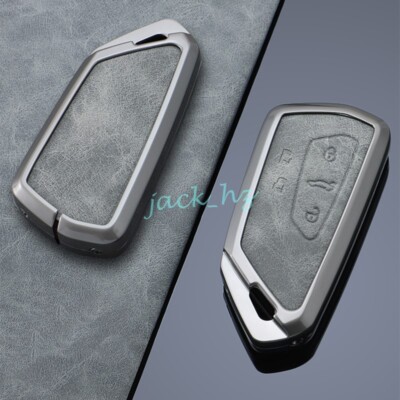 Metal Leather Car Key Fob Case Cover Keychain For VW Atlas Golf