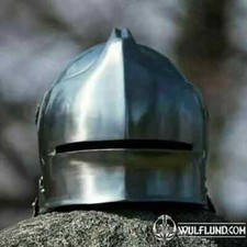 Medieval German Sallet Helmet With Leather Liner preowned leather armor knight