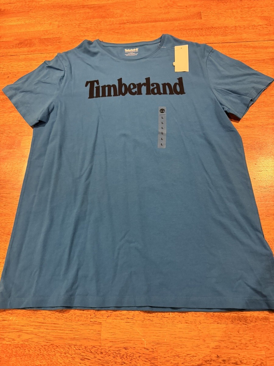 Timberland Men's Logo T-shirt Large Blue 100% Cotton TB0A1Y49 Q65