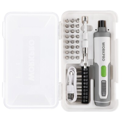 WORKPRO 4V Cordless Screwdriver with 35PC Bits Rechargeable Electric Screwdriver