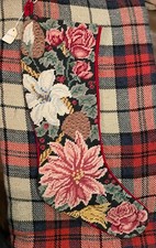Beautiful Floral Roses  Poinsettias Holiday Needlepoint Stocking NWT