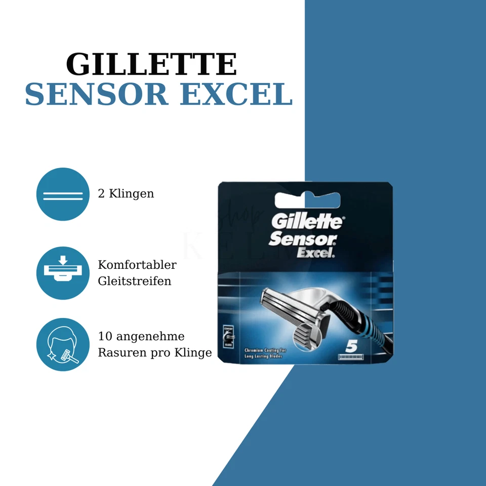 Gillette Sensor Excel Rasierklingen - 5-10-15-20-25-30-35-40-45-50-100er Pack - Bild 2 von 4