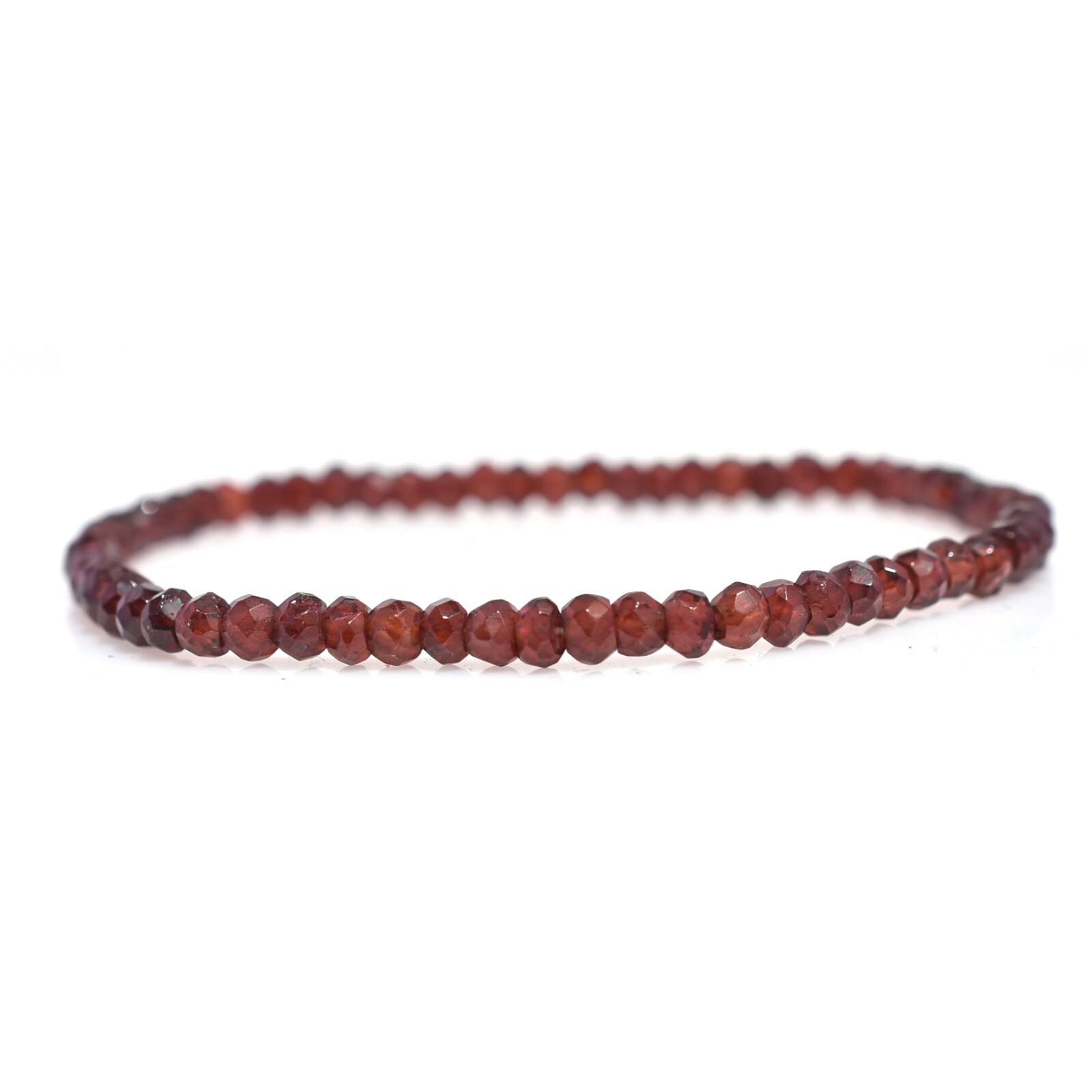 Red Garnet Faceted Beads Bracelet, Wrist Stretchable Band, Unisex Gifts