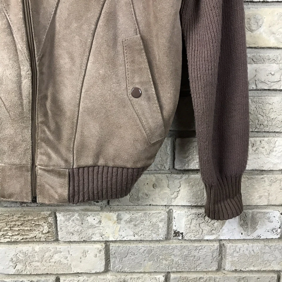 Mens Large LANDMARK Jacket Coat Cowhide Leather Knitted Casual High Quality NICE - Imagem 3 de 4