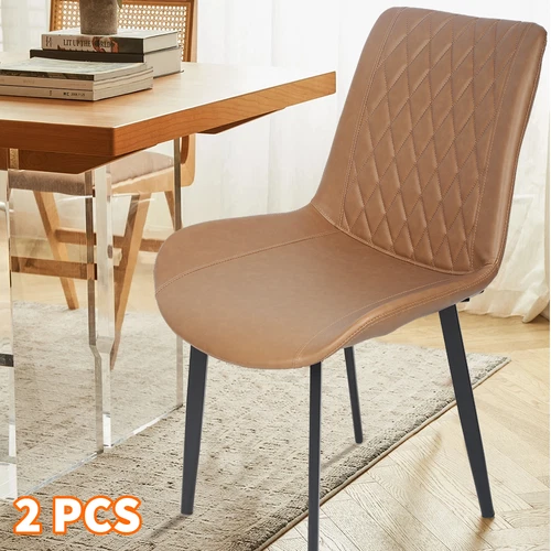 2 Pcs Faux Leather PU Padded Dining Chairs Kitchen Dining Room Chair Set Family - Picture 11 of 15