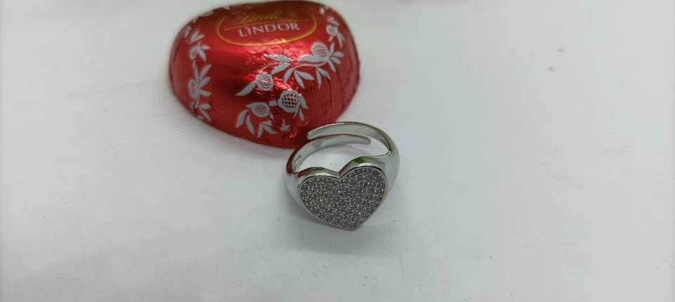 Anello argento donna CHEVALIER  CUORE ❤️ ZIRCONI MIS 14 RODIATO DORATO REGOLABIL - Immagine 3 di 4