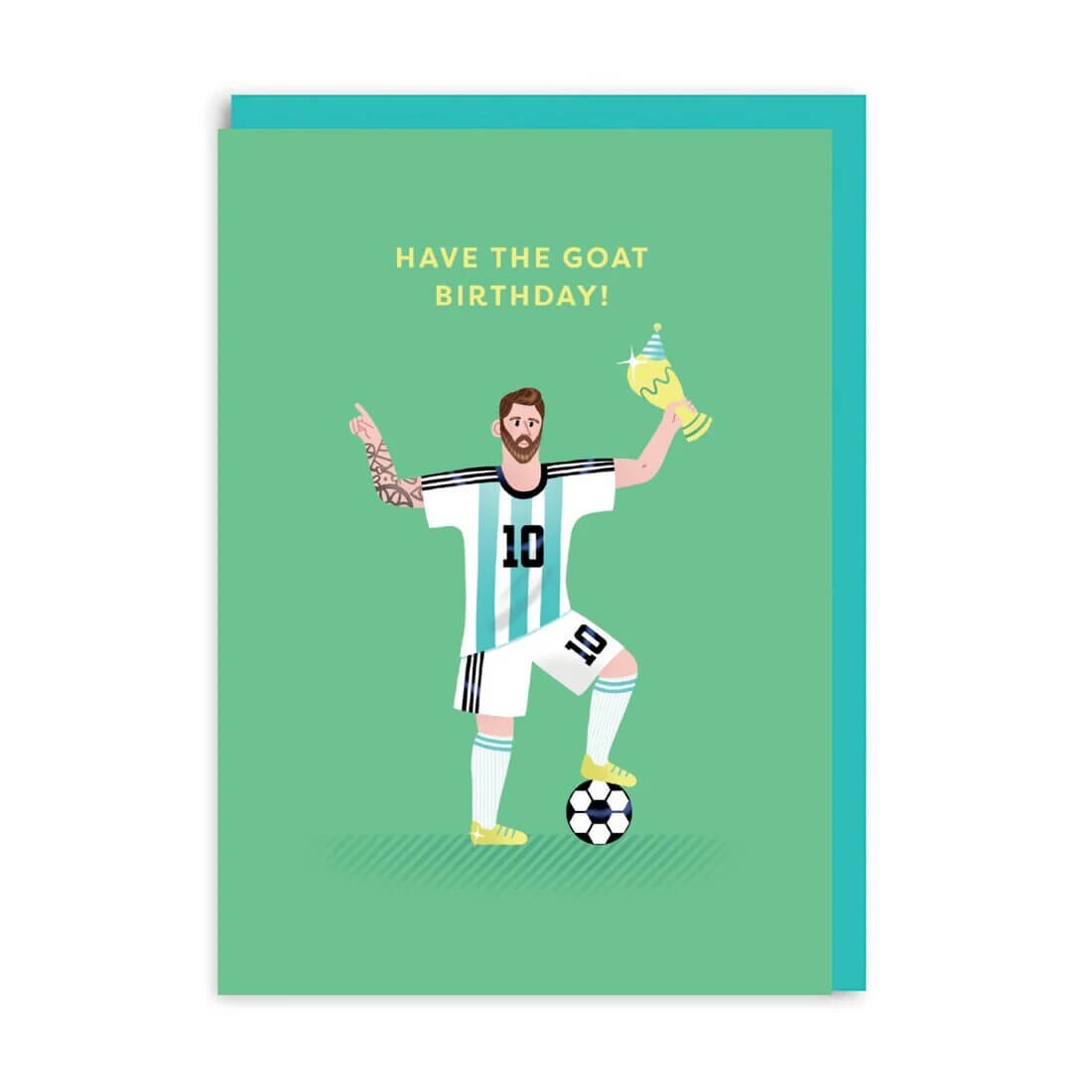 Football Birthday Card Celebrity GOAT - Fun Icon Greeting Card For Him
