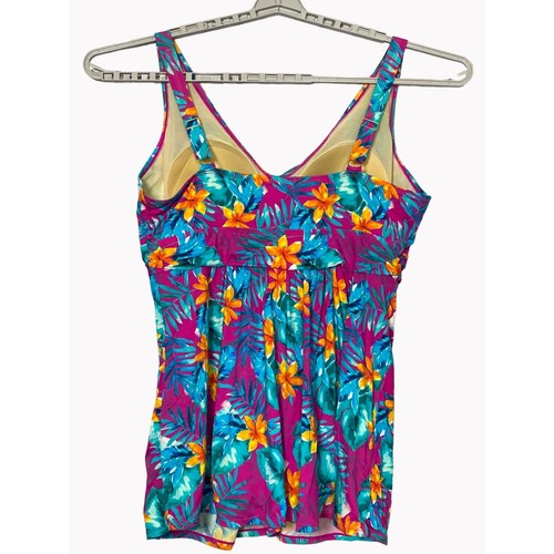Swimsuits For All Women's Plus Size 24 V-Neck one piece swim dress hibiscus - Picture 2 of 6