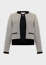 Hobbs London Sienna Hounds-Tooth Jacket Black White Size 12 345 EUC