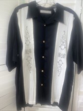 Monte Carlo Men  s Bowling Music Embroidered Shirt Guayabera Two Tone Sz Large