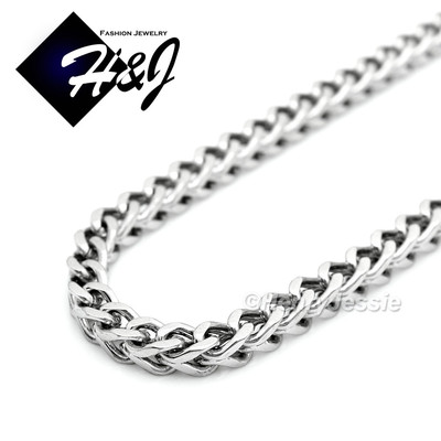 24''30''36''MEN Stainless Steel 4.5mm Silver Franco Box Cuban Curb Chain Necklace