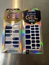 Blue Set Of 2 Laflare Mani &  Pedi Glossy Nail Strips  Trimming File Included