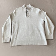 INC International Concepts Men's 1/4 ZIP-SNAP Sweater Pullover Chalk Gray Sz L