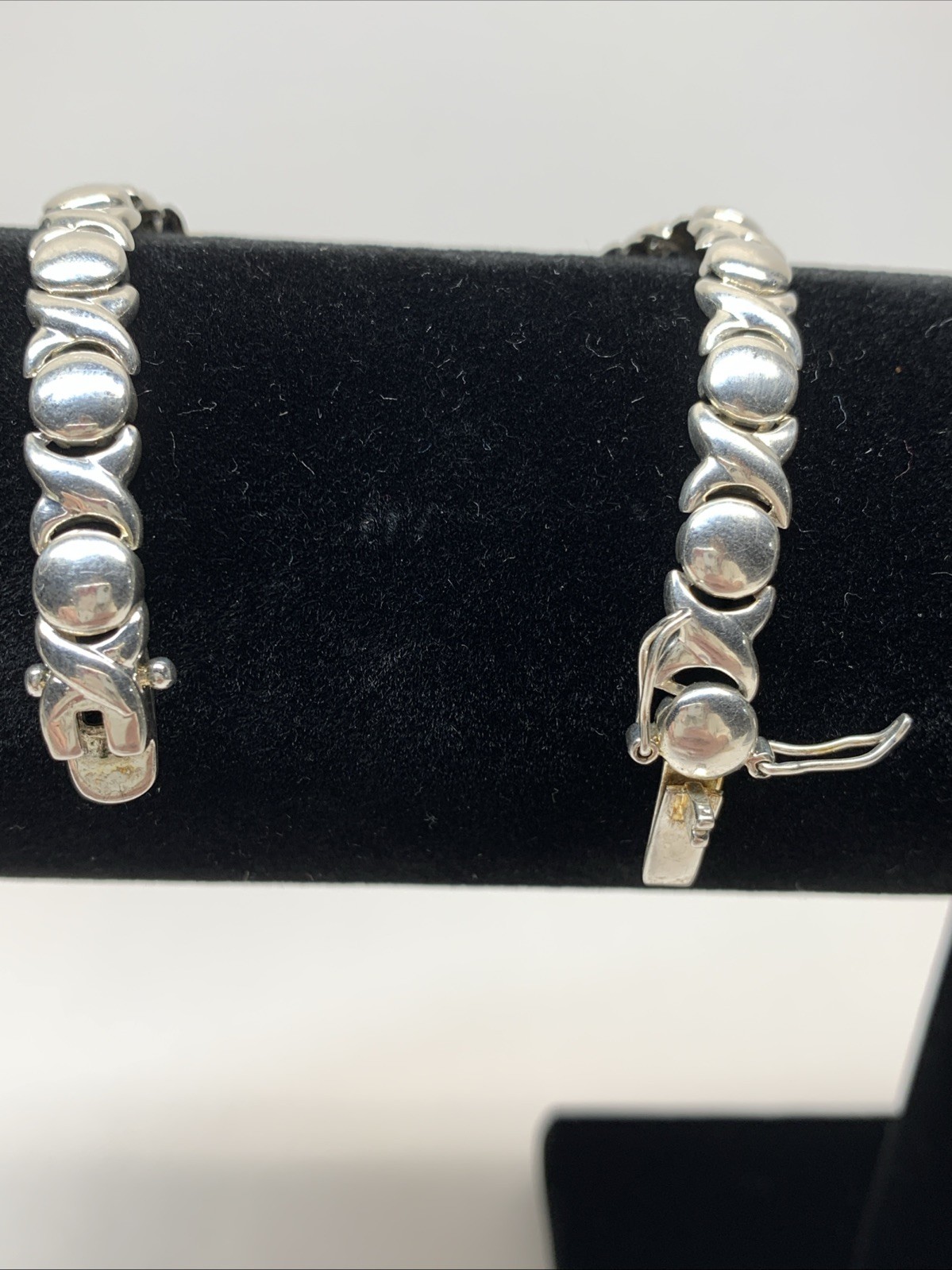 VINTAGE STERLING SILVER 925 FAS HEARTS & KISSES XOXO BRACELET 7.5" RETRO