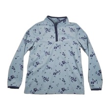 Oshkosh Bgosh Girls Size 14 Blue Floral Pullover Fleece Quarter Zip Sweatshirt