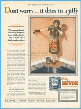 1927 Devoe & Raynolds Paint Vintage Print Ad Women Painted into Corner Art