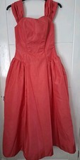 Vintage Retro Lou Lou Bridalwear Dress Bridesmaid Taffeta Pink Coral Size 14 80s