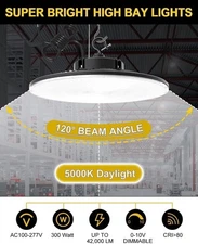 Industrial LED UFO High Bay Lights 150W/200W/240W/300W Warehouse Garage Lighting