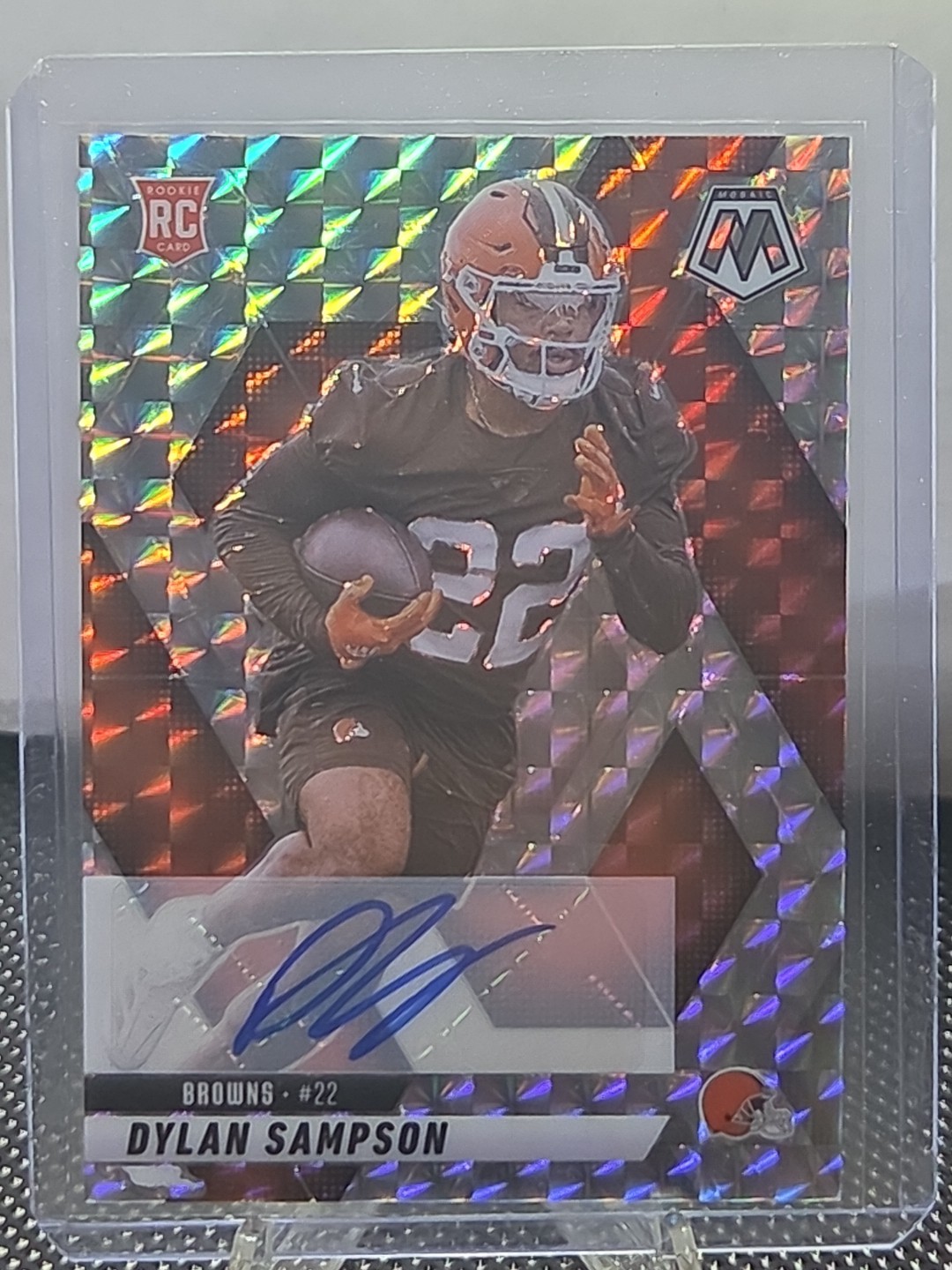 2025 Panini Mosaic Dylan Sampson Silver Prizm Autograph #355 RC BROWNS AUTO
