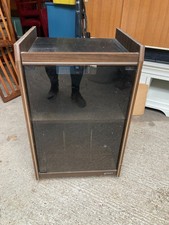 Hifi Cabinet Vinyl Storage Glass Door Brown Wood Effect Vintage Retro