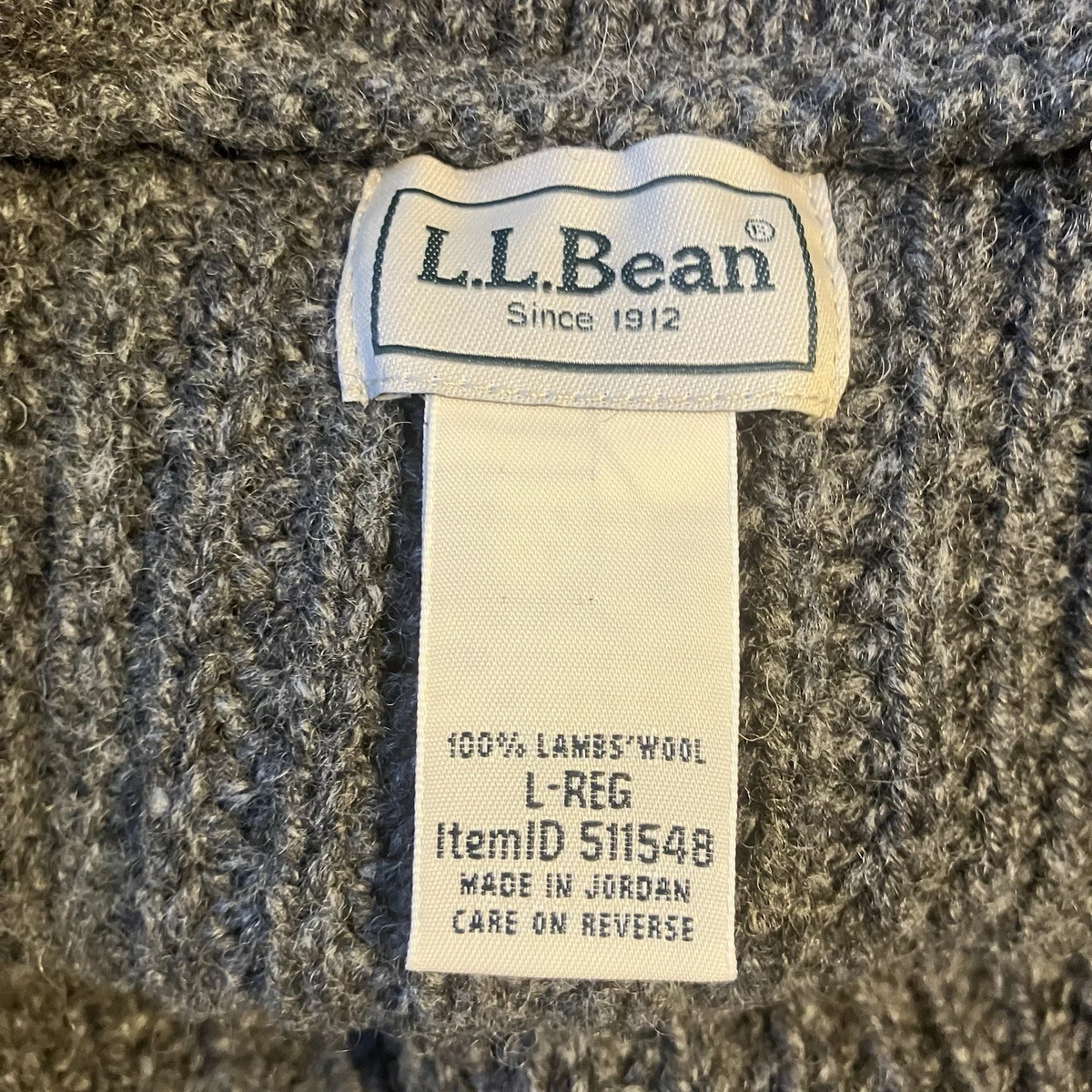 Cárdigan acanalado cuello chal 100 % lana de cordero gris grande LL Bean para hombre 511548