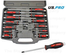 US PRO Screwdriver Set  Go-Through Pozi Flat Magnetic Screwdrivers 12 Pc 1503
