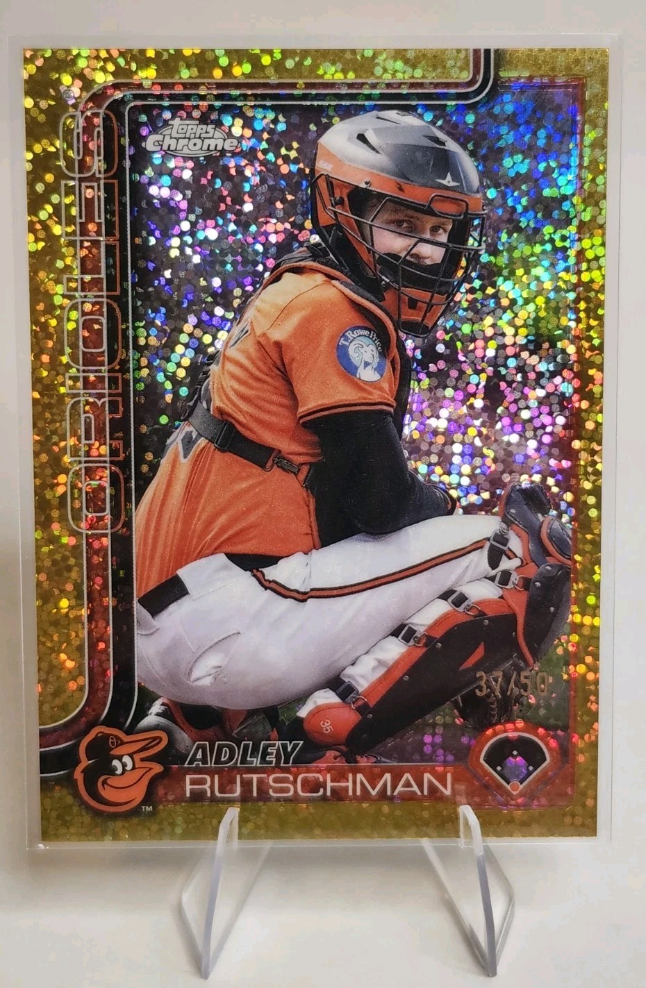 2025 Topps Chrome Adley Rutschman Image Variation 37/50 Gold Speckle Orioles