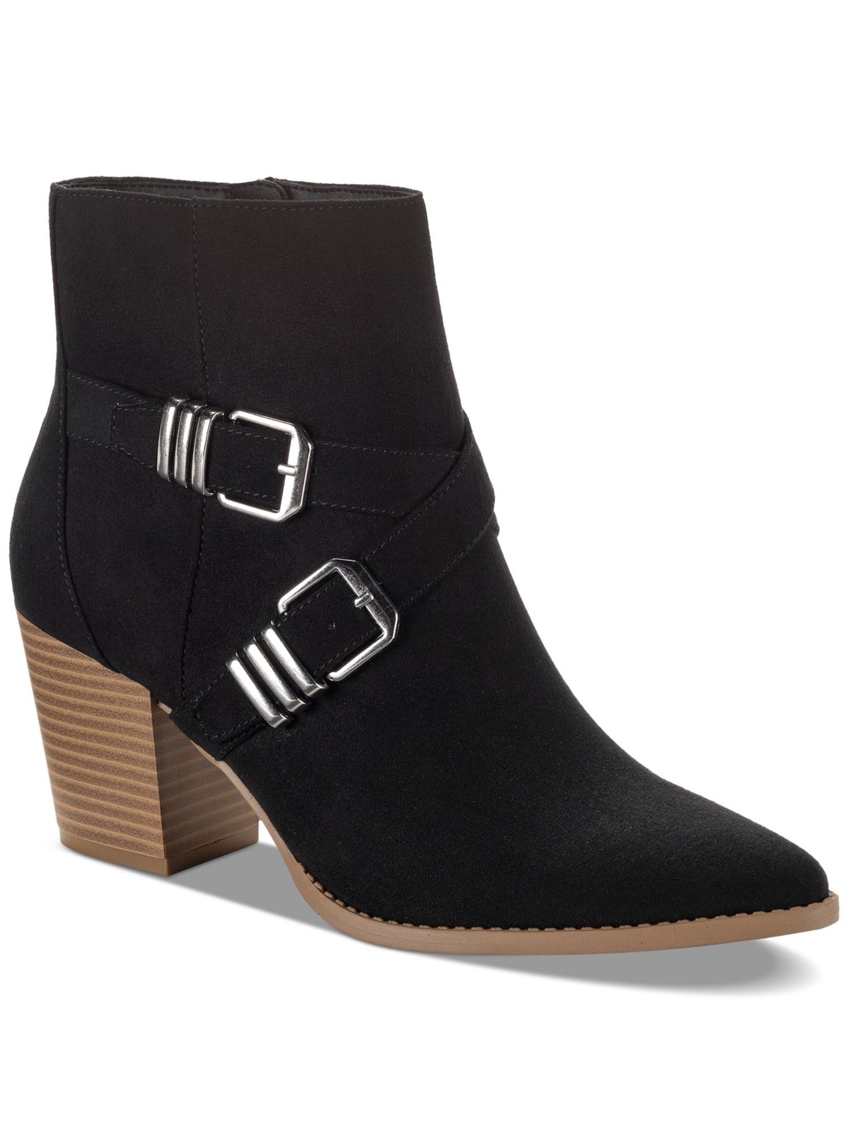 SUN STONE Womens Black Elyssaa Pointed Toe Stacked Heel Zip-Up Booties 8 M 4690₽