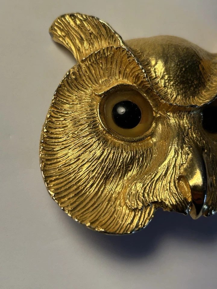 Christopher Ross Vintage 1986 Gold Plated Owl Belt Buckle 3.75” - Image 2 of 4