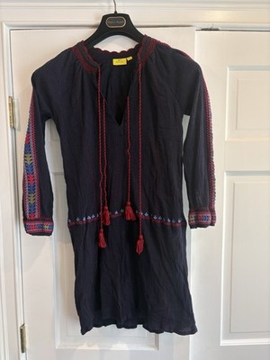 Roberta Roller Rabbit Women's Navy Blue Long Sleeve Oditi Dress Sz Small